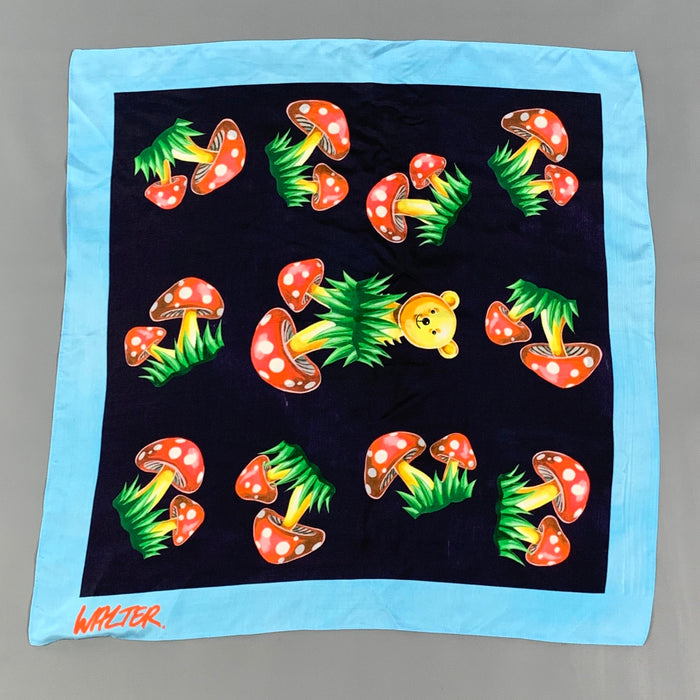 WALTER VAN BEIRENDONCK Multi-Color Teddy Bear & Mushroom Print Scarf