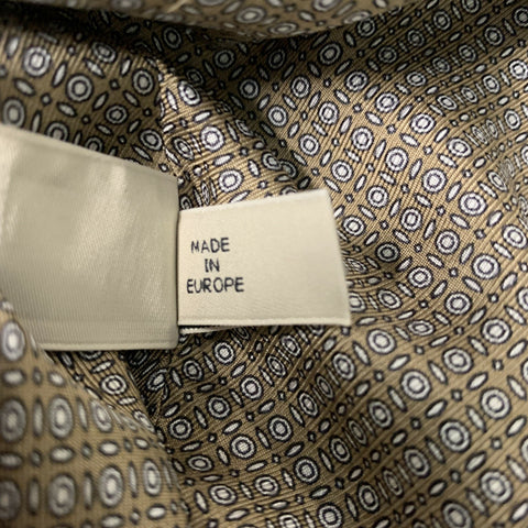 PAUW Size 2 Taupe and White Silk Dots Blouse