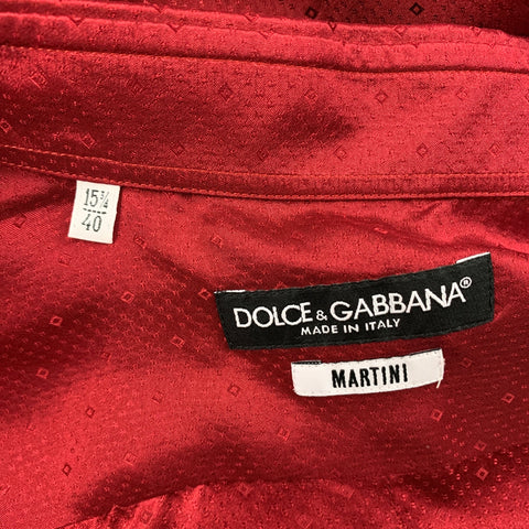 DOLCE & GABBANA Size M Burgundy Pattern Silk Hidden Placket Long Sleeve Shirt