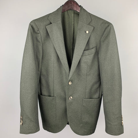 BRANDO Size 36 Charcoal Wool Notch Lapel Sport Coat