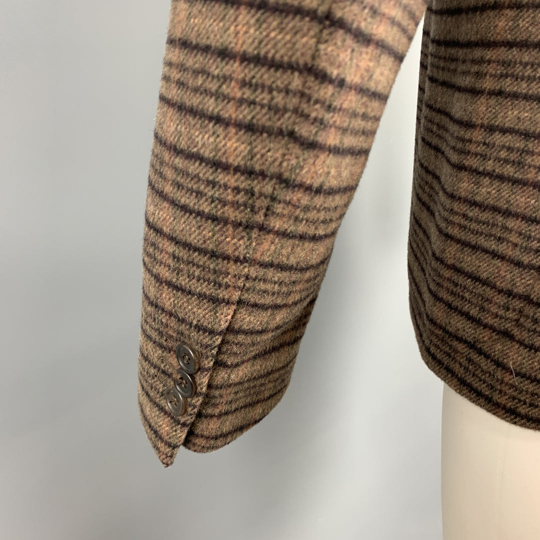 PRADA Size 38 Brown Plaid Lana Wool / Alpaca Notch Lapel Sport Coat