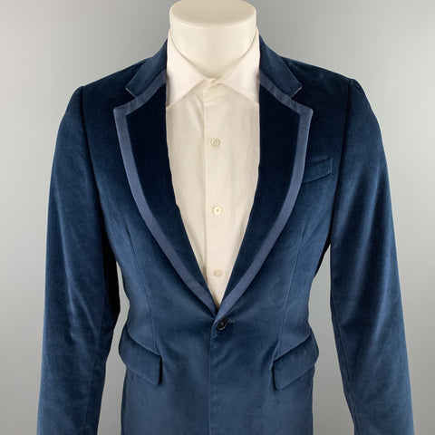 PS by PAUL SMITH Size 38 Navy Cotton Velvet Notch Lapel Sport Coat