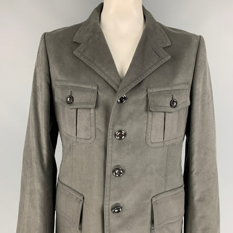 TOM FORD Size 48 Slate Rayon / Cotton Flap Pockets Jacket