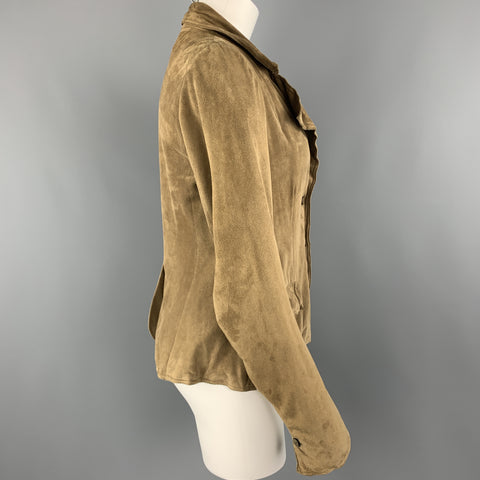 NIGEL PRESTON Taille S Veste à revers pointu en daim marron taupe