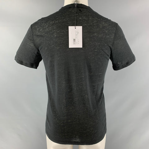 IRO Size XS Black Solid Linen Crew-Neck T-shirt