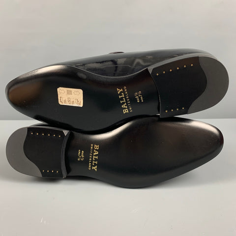 BALLY Size 7.5 Black Patent Leather Slip On Loafers