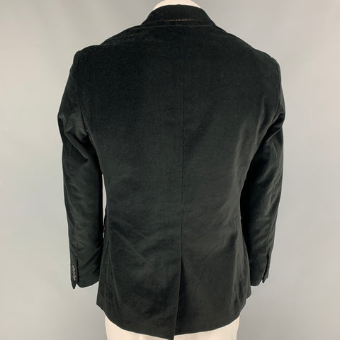 BILLY REID Size 42 Regular Black Velvet Cotton Peak Lapel Sport Coat