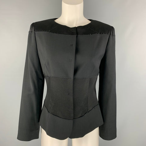 ALBERTA FERRETTI Talla 8 Chaqueta con broches ocultos en mezcla de rayón negro