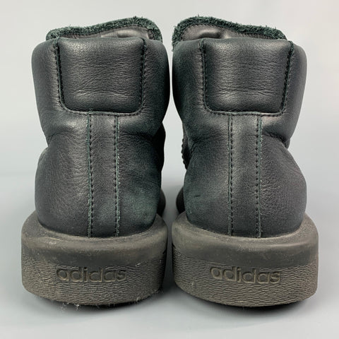 ADIDAS X RICK OWENS AW 2016 Size 10 Black Leather High Top Mastodon Sneakers