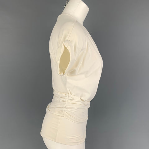 PRADA Size S Cream Cotton Short Sleeve Casual Top