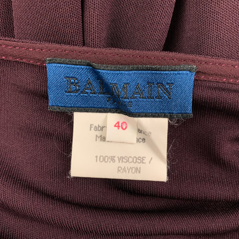BALMAIN Size 4 Burgundy Viscose Slip Dress