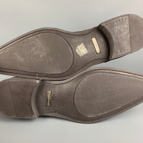 MAGNANNI Size 11.5 Brown Leather Lace Up Square Toe Loafers