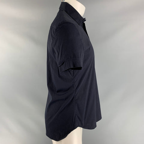 PRADA Size M Navy Listed Short Sleeve Shirt