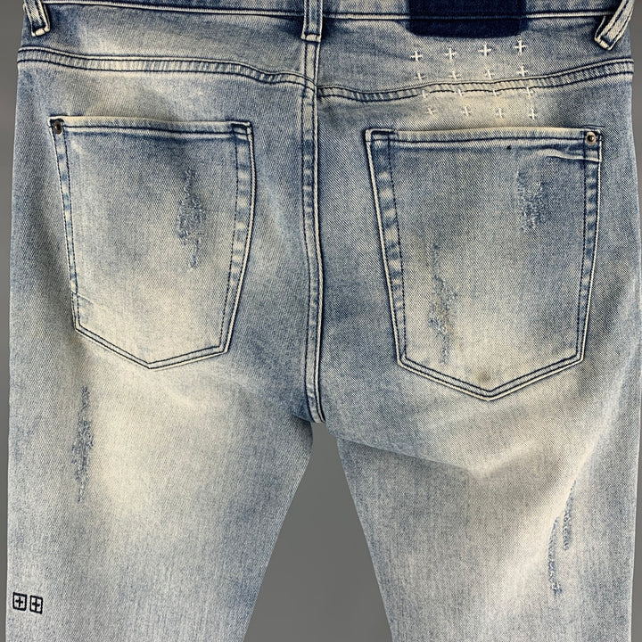 KSUBI Talla 31 Vaqueros de elastano de algodón desgastados azules