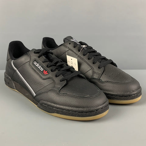 ADIDAS Size 10.5 Black Leather Low Top Continental 80 Sneakers