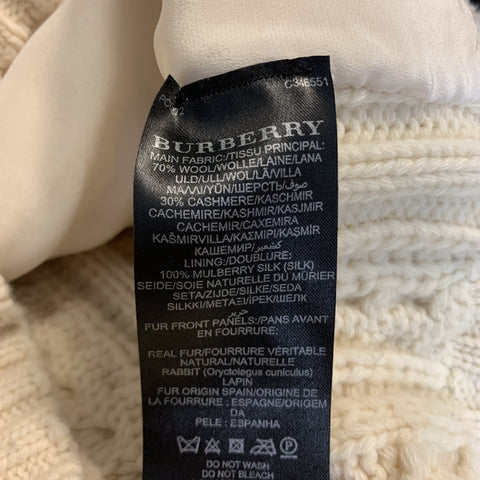 BURBERRY PRORSUM F/W 2011 Size XL Cream Wool / Cashmere Fur V-neck Pullover Sweater