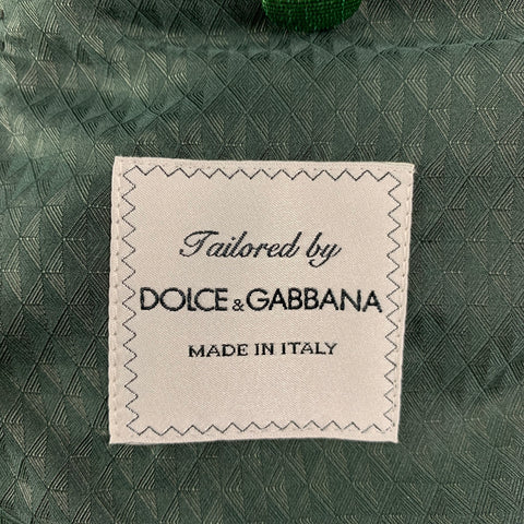 DOLCE & GABBANA Size 36 R Green Velvet Double Breasted Shawl 3 Piece Suit