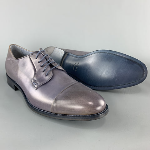 PAUL SMITH Size 11 Slate Distressed Antique Effect Leather Cap Toe Lace Up