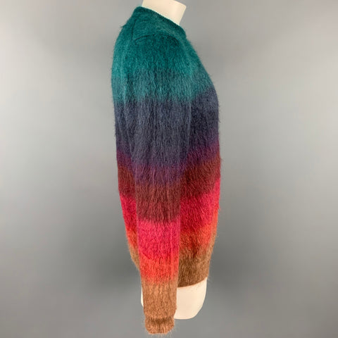 PAUL SMITH Size XL Multi-Color Textured Mohair Blend Crew-Neck Sweater