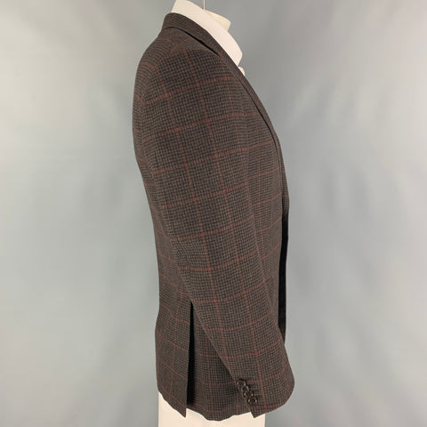 ERMENEGILDO ZEGNA Size 42 Regular Brown Red Plaid Sport Coat