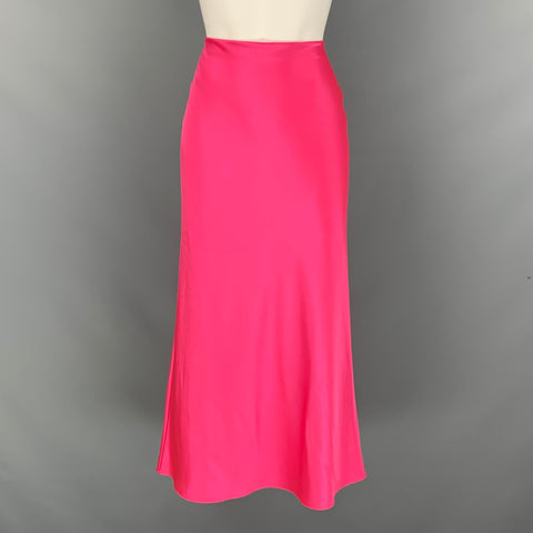 ALICE + OLIVIA Falda evasé lisa de mezcla de triacetato rosa talla L