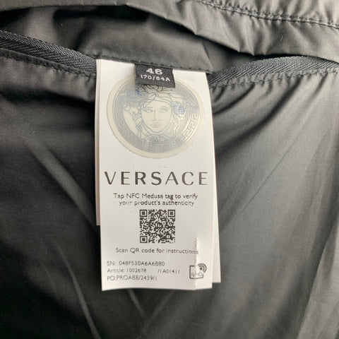 VERSACE  Size 36 Black Navy Logo Nylon Padded Jacket