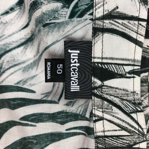 JUST CAVALLI Size M Black & White Abstract Print Cotton Button Up Long Sleeve Shirt