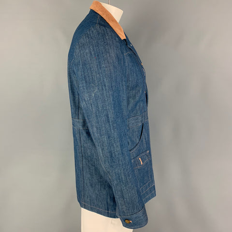 AMERICAN HIGHWAY Size M Blue Contrast Stitch Cotton Denim Jacket