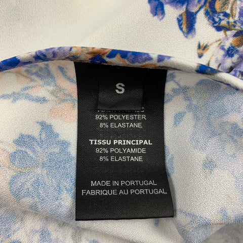 VETEMENTS par Demna Gvasalia Taille S Blanc Bleu Floral Polyester Wrap Robe Longue