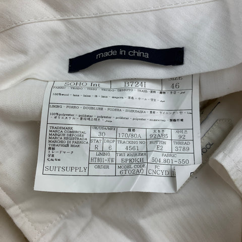 VITALE BARBERIS CANONICO Size 30 Cream Wool Cuffed Dress Pants