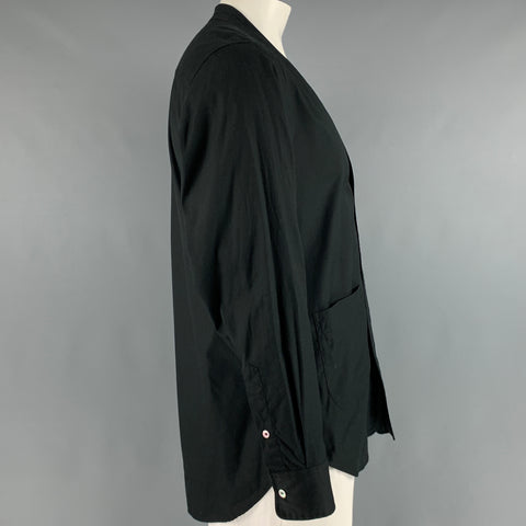 COMME des GARCONS Size L Black Cotton Open Collar Long Sleeve Shirt