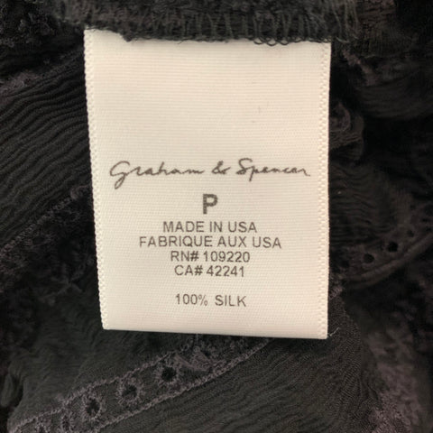GRAHAM & SPENCER Size S Black Silk Embroidered Cardigan Blouse