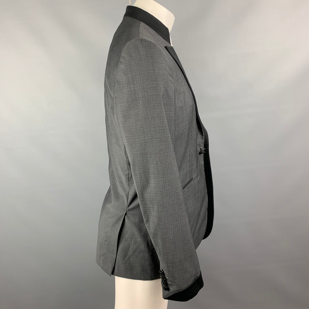 CLOAK Size M Dark Gray & Black Nailhead Wool / Mohair Peak Lapel Sport Coat