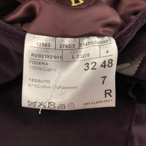 CANALI Size 38 Purple Corduroy Cotton Notch Lapel Suit