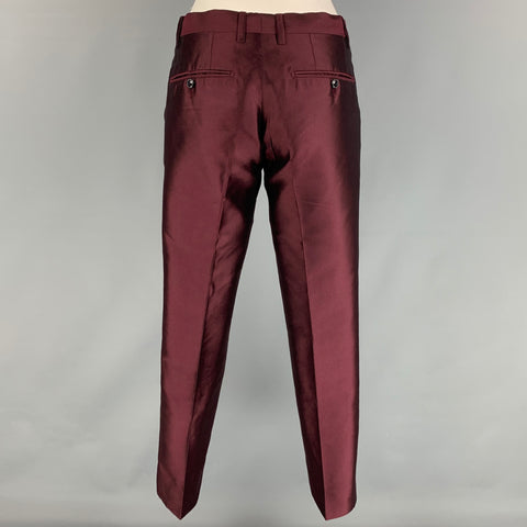 DOLCE & GABBANA Martini Size 34 Burgundy Silk Shawl Lapel Suit