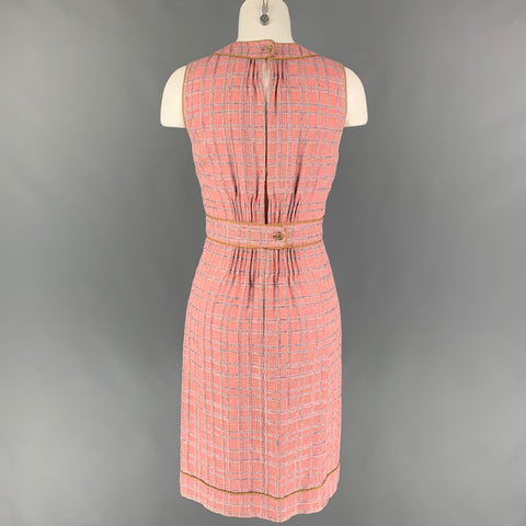 CHANEL B2483 04P Talla 4 Conjunto de 2 piezas de vestido bouclé rosa blanquecino