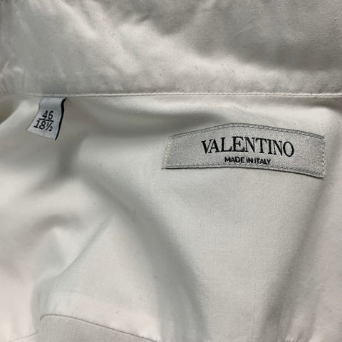 VALENTINO Size XL White Solid Cotton Tuxedo Long Sleeve Shirt