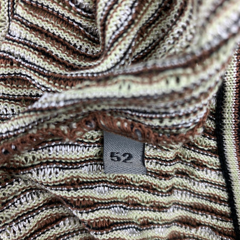 MISSONI Size L Beige & Brown Zig Zag Wool Blend V-Neck Sweater
