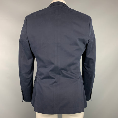 TODD SNYDER Size 38 Regular Navy & Black Cotton Peak Lapel Sport Coat
