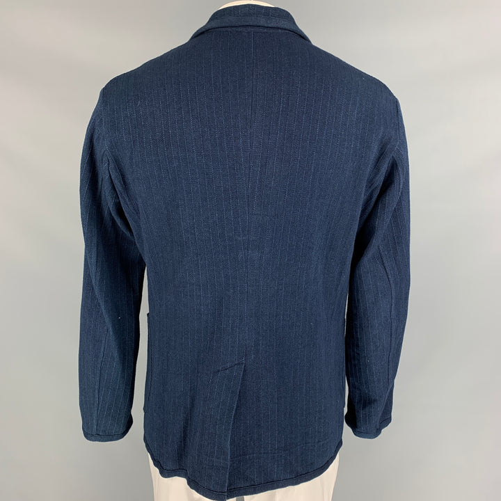 45rpm Size XL Navy Stripe Cotton Notch Lapel Jacket