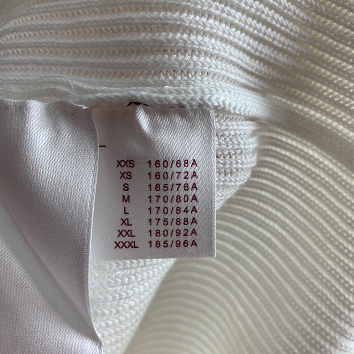 LOUIS VUITTON Size M White Ribbed Knit Cotton Shawl Collar Sweater
