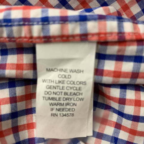 VINEYARD VINES Taille M Chemise à manches longues en coton à carreaux rouge, blanc et bleu