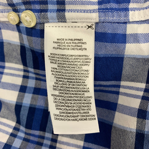 RALPH LAUREN Size L Blue White Plaid Cotton Short Sleeve Shirt