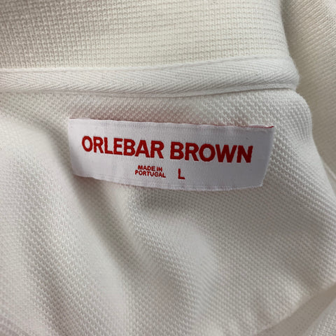 ORLEBAR BROWN Size L White Cotton Long Sleeve Polo