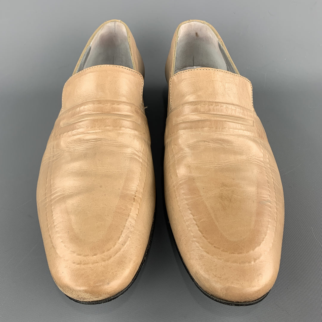 JEAN B. RAUTUREAU Size 10.5 Solid Natural Leather Slip On Loafers