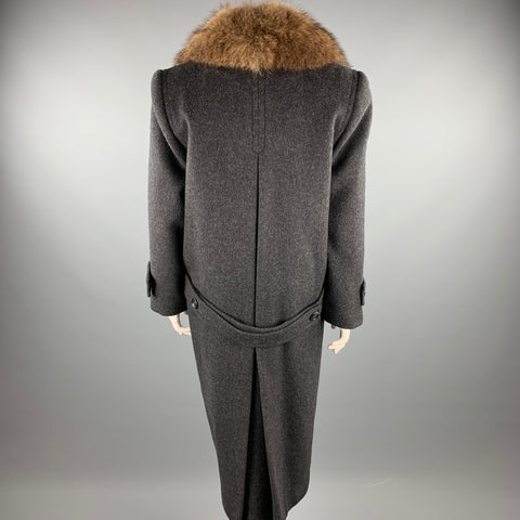 CALVIN KLEIN Taille 10 Manteau à double boutonnage en laine mélangée charbon de bois