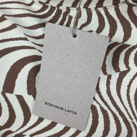 ECKHAUS LATTA Size XL Beige Brown Print Viscose Blend Turtleneck Pullover