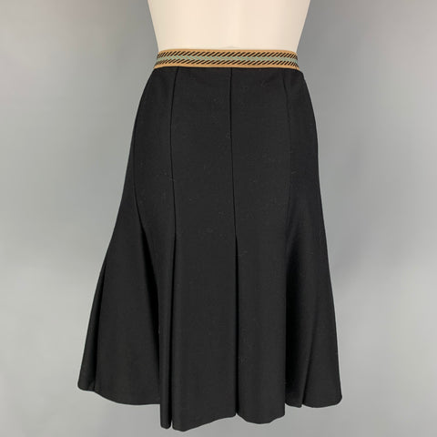 M MISSONI Size 10 Black Wool Pleated A-Line Skirt
