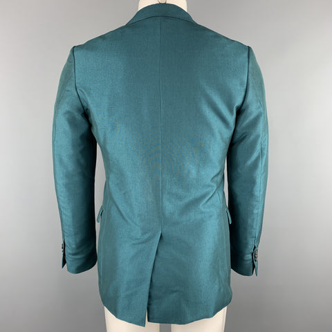 MARNI Size 38 Teal Wool Notch Lapel Sport Coat