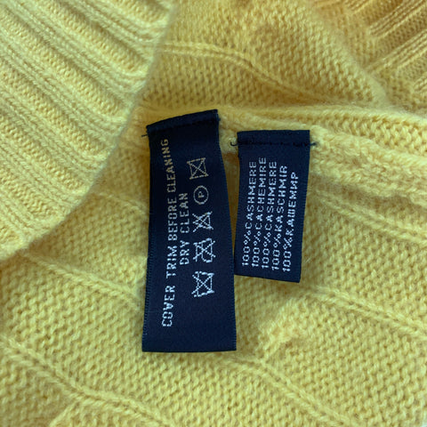 RALPH LAUREN Size M Yellow Cashmere Cable Turtleneck Sweater